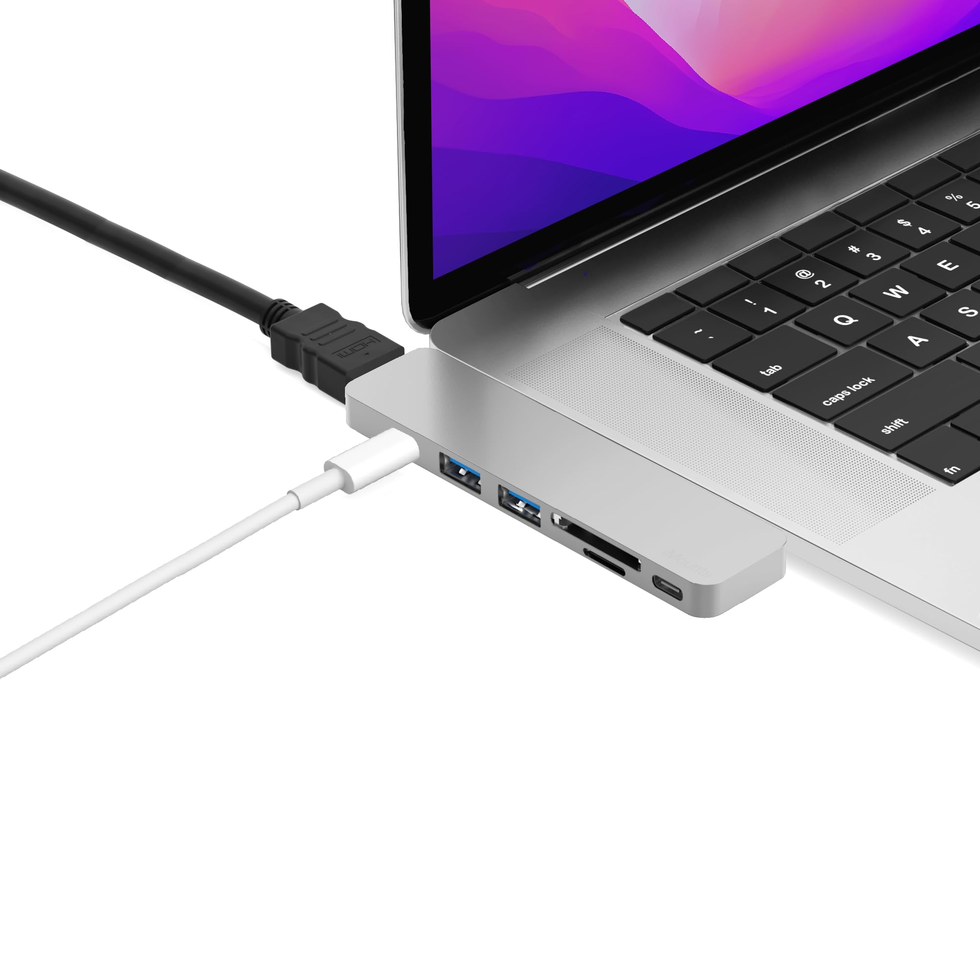 Koncentrator USB-C pasuje do Macbook Air/Pro (2016-2022) (Silver)