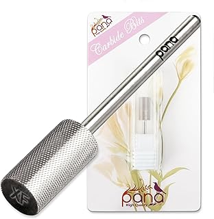 Pana 3/32" Flat Top Nail Carbide Bit - Silver Large Barrel Head (Grit: Extra Fine - XF) for Electric Dremel Drill Machine