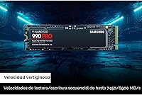 Vista 7 de Samsung 990 PRO SSD 2TB NVMe M.2 PCIe Gen4, M.2 2280 Unidad de estado sólido interna, velocidades de lectura secuencial de hasta 7,450 MB/s