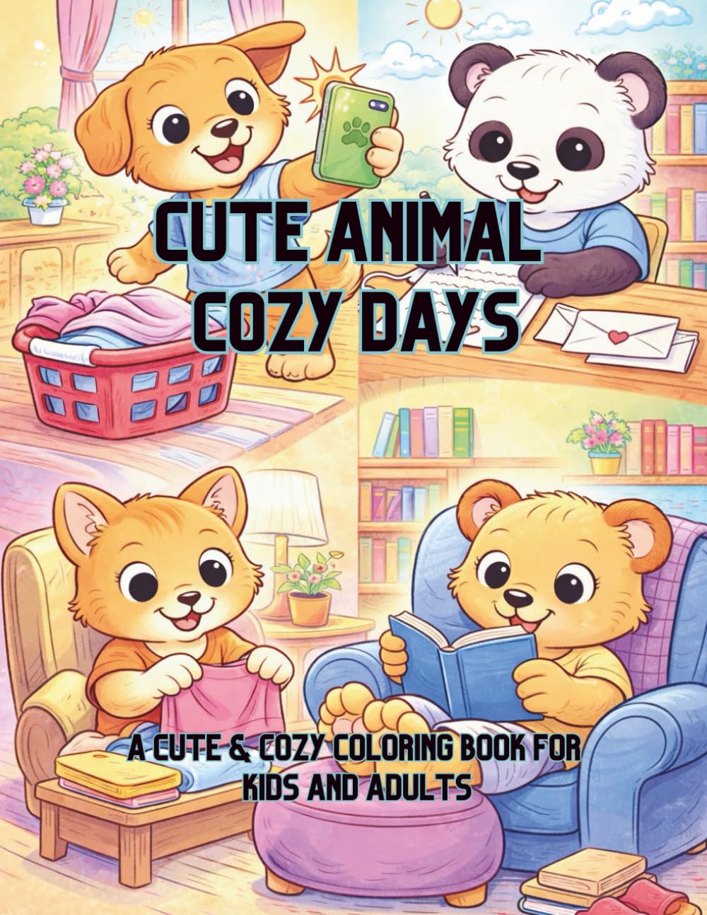 Cute Animal Cozy Days: A Cute & Cozy Coloring Book for Kids and Adults