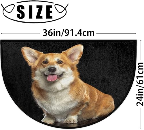 Miniatura 2 de PuseTaer Tapete semicircular con diseño de lobo y luna, diseño vintage de animales, antideslizante, duradero, lavable, para interiores y exteriores,