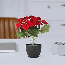 ONE MITTII Velvet - ABS Plastic Red Artificial Plants Flower with Pot Decoretion in Home Office Living Room Decore Kitchen Interior Table Centerpiece Gift Iteam | 30 Cm | Pack of 1