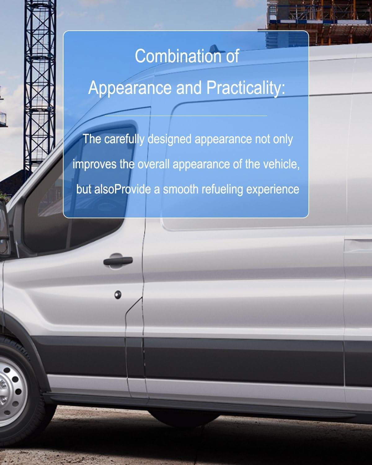 Fuel Filler Door Housing Assembly Kit Fit for Ford Transit Van 150 250 350 2015-2023, Gas Door Cover + Moulding Trim Included, Replace CK4Z-5427936-A CK4Z-5427936-F