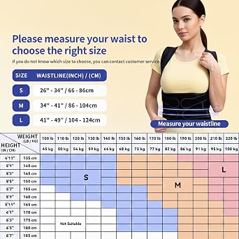 Winvote Posture Corrector Back Brace for Women and Men with Lumbar Support Adjustable Y-Shaped Shoulder Brace Breathable Mesh Black Size L