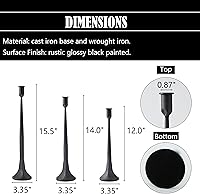 Vista 2 de Denique Iron Taper Candle Holder Set of 3, Black Candlestick Holders Decorative Candle Stand, Tapered Candle Holders Tall Set for Wedding, Dining