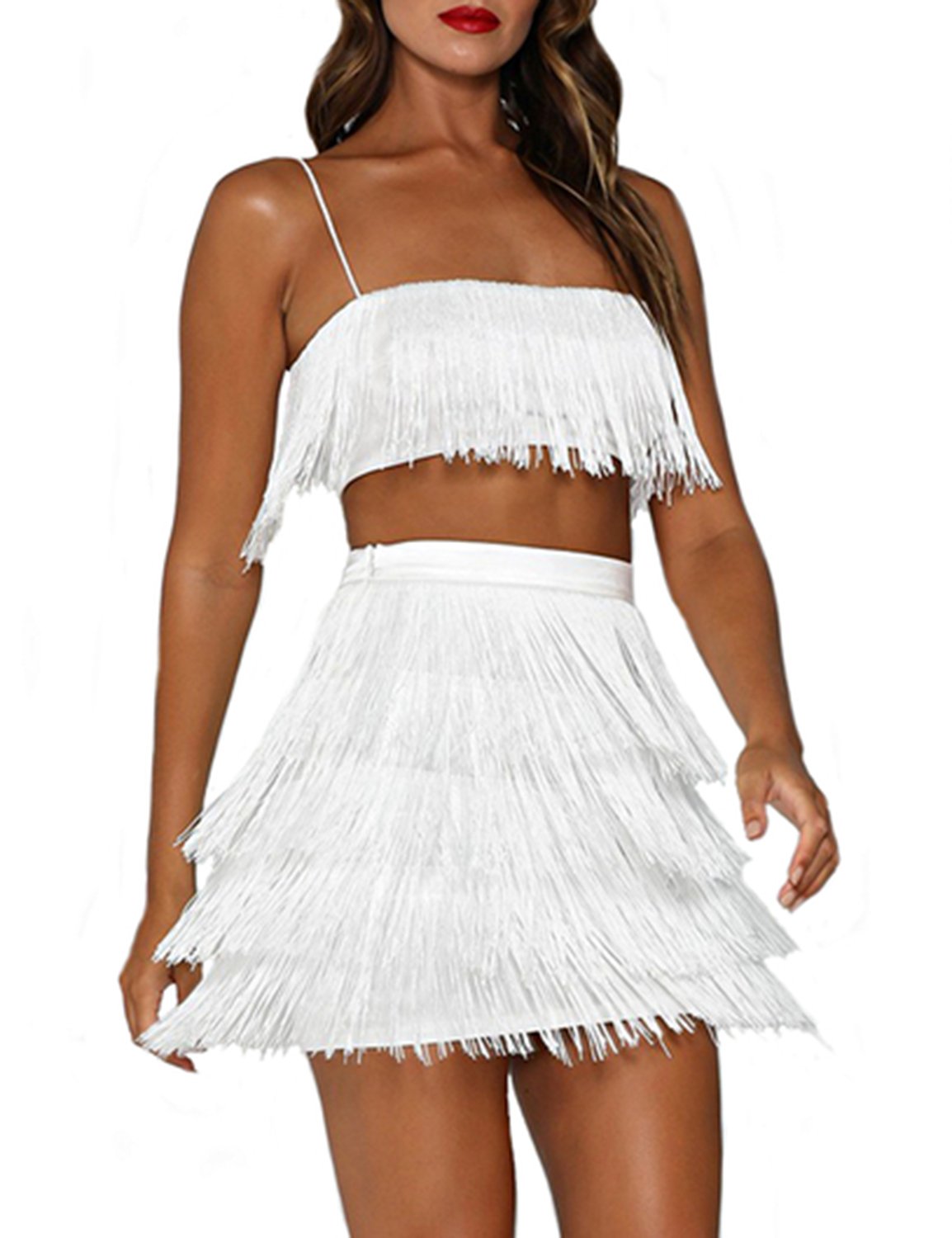 Women's Crop Top Spaghetti Strap Tassel 