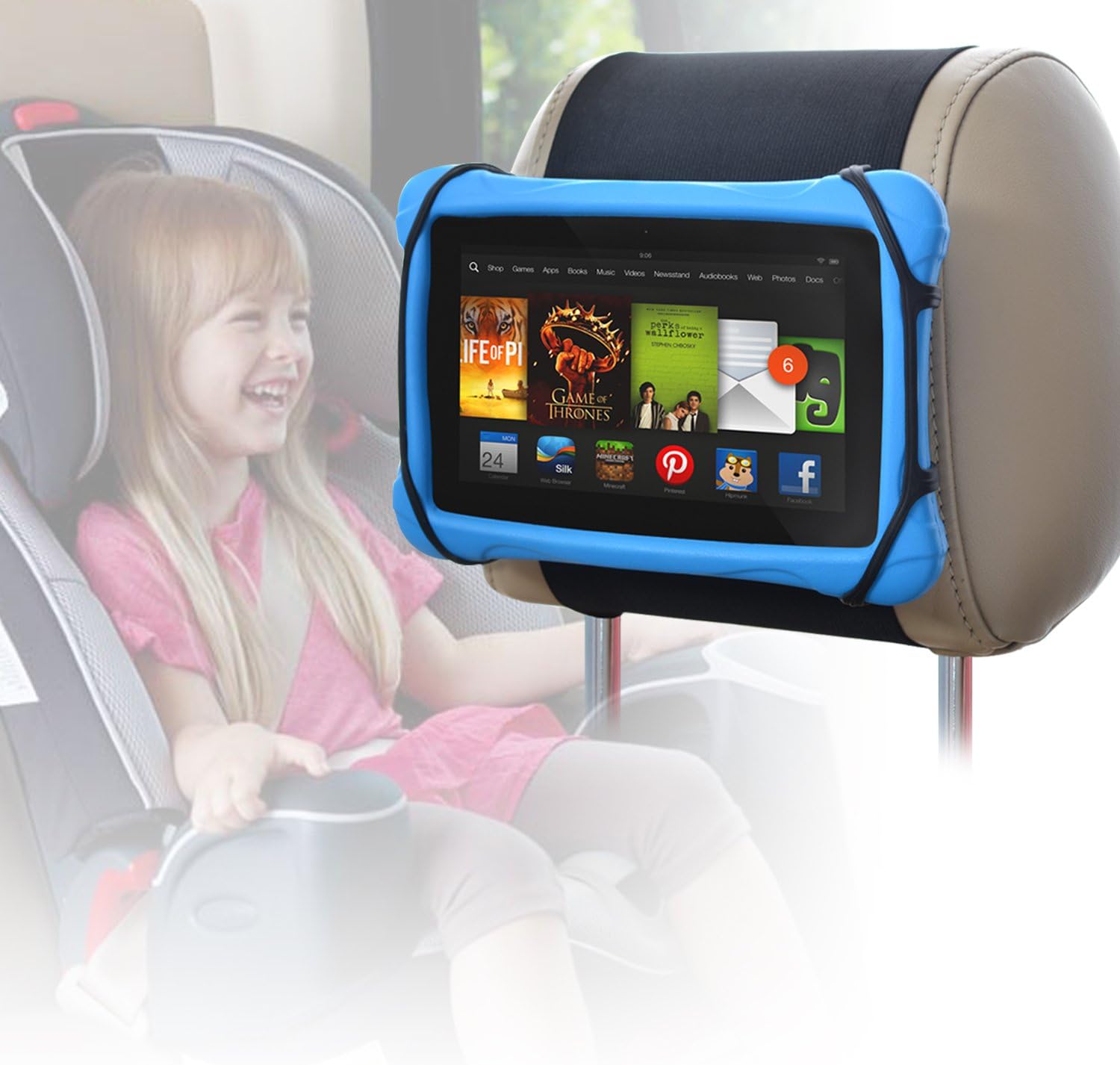 WANPOOL Car Headrest Holder Car Headrest Mount Silicon Holder for 710 Inch Fire