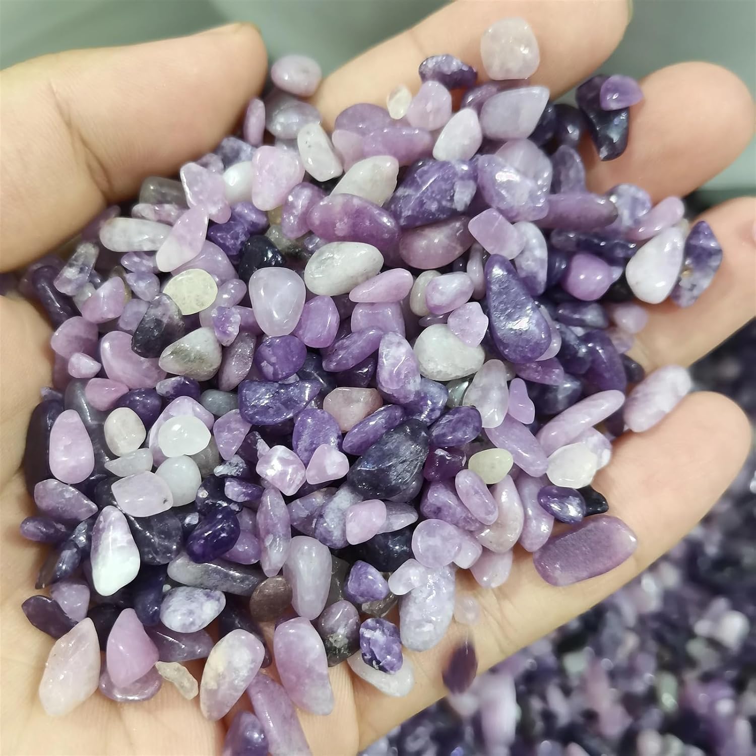 KatLin Natural Stone Natural Lilac Lepidolite Crystal Stone Bulk Stone Gravel Fish Tank Garden Landscape Decoration(2,1000g)