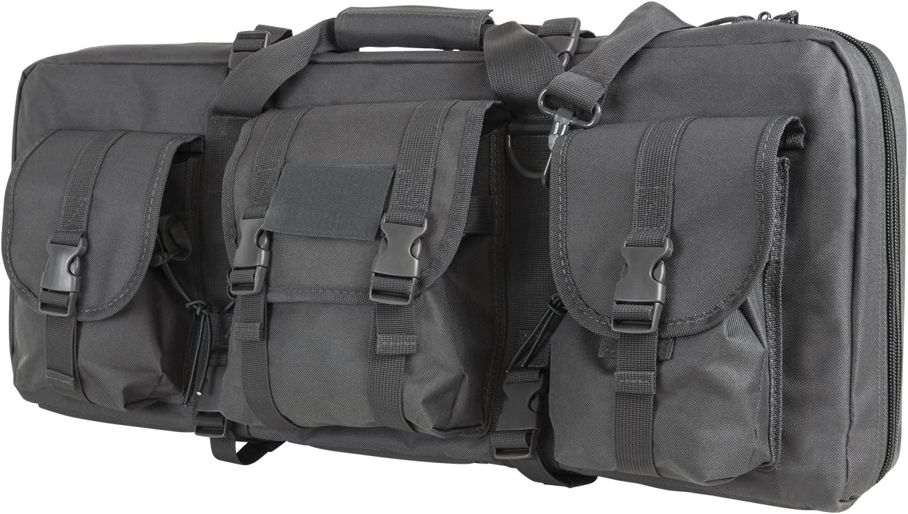 VISM by NcStar Deluxe Pistol and Subgun Gun Case with 3 Accessory Pockets, Urban Gray, 28" L x 13" H