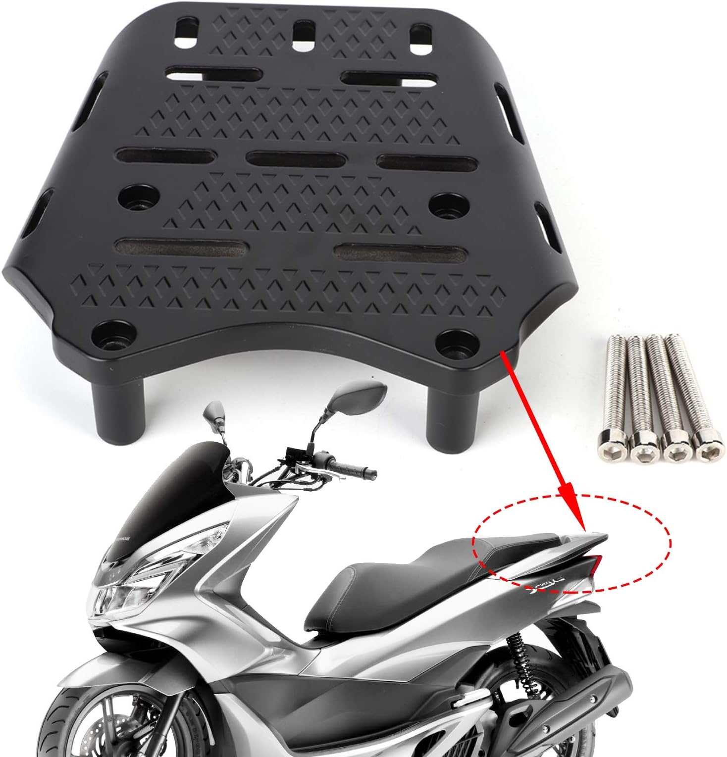 QiiluMotorcycle Rear Luggage Rack Holder Shelf for PCX 125 150 2014-2019 CNC Aluminum Alloy