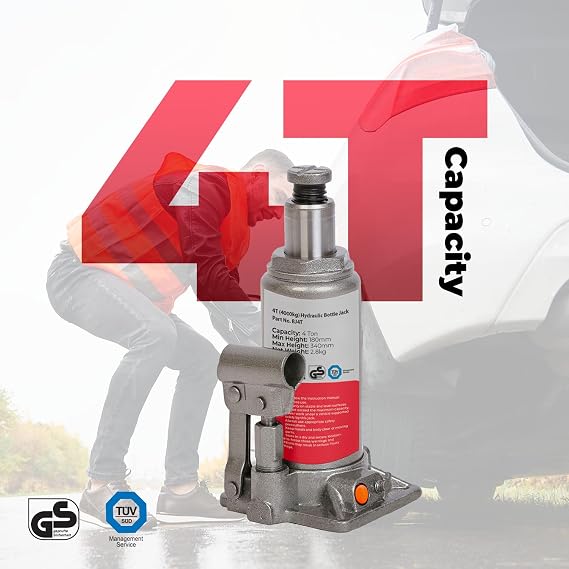 Simply Auto 4T Hydraulic Bottle Jack BJ4T (4 Tonne, 4000kg), silver