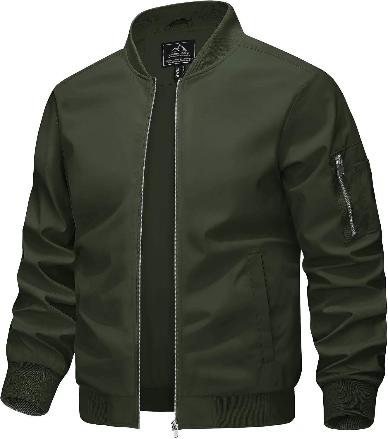 KEFITEVD Herren Leichte Dünne Bomberjacke mit Ärmeltasche Blouson Jacke Übergangsjacke Stehkragen US Fliegerjacke mit Innentasche