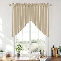 Vista 57 de RYB HOME Cortinas Blancas con Textura de Lino, Cenefas Transparentes, Complementos Superiores para Ventanas, Cortinas Semitransparentes para Cocina