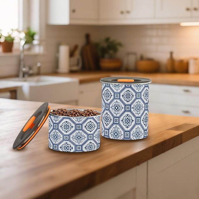 Frasco de Almacenamiento de Café Cerámica Talavera Azul 30oz Aireado miniatura 2