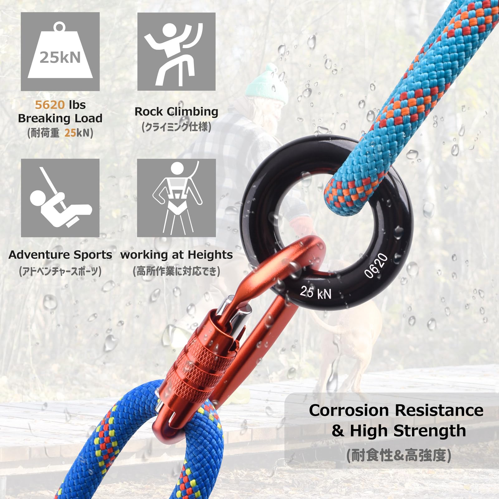 Azarxis Swivel Girella per Arrampicata e Cerchio Aereo 360° Rotante Anello Girevole Discensore 30kN per Yoga Arrampicata Alpinismo Salita Altalena