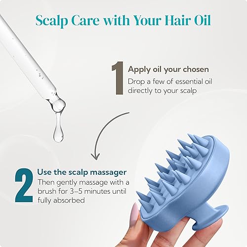 Vista 6 de HEETA Masajeador de cuero cabelludo para el crecimiento del cabello, cerdas de silicona suaves para eliminar la caspa y aliviar la picazón