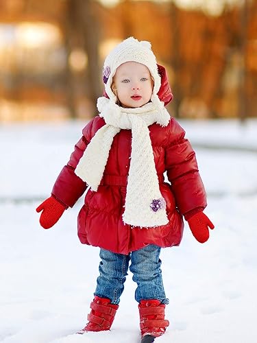 Miniatura 4 de Boao 5 pares de guantes de punto elásticos para niños pequeños, guantes cálidos de invierno para niños y niñas