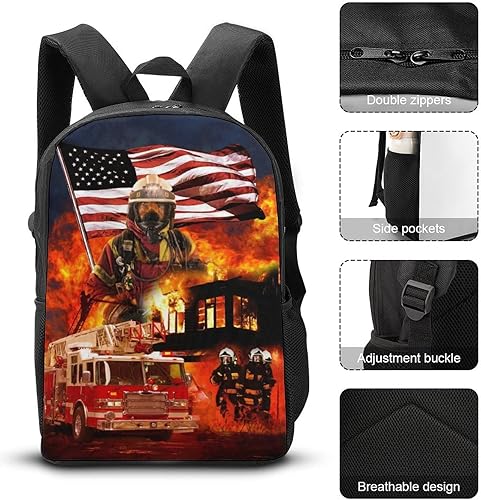 Miniatura 7 de Mochila de coche de carreras Mochila casual para coches Mochila de bomberos de 17 pulgadas Mochila de rueda caliente, 1, Mochilas Daypack