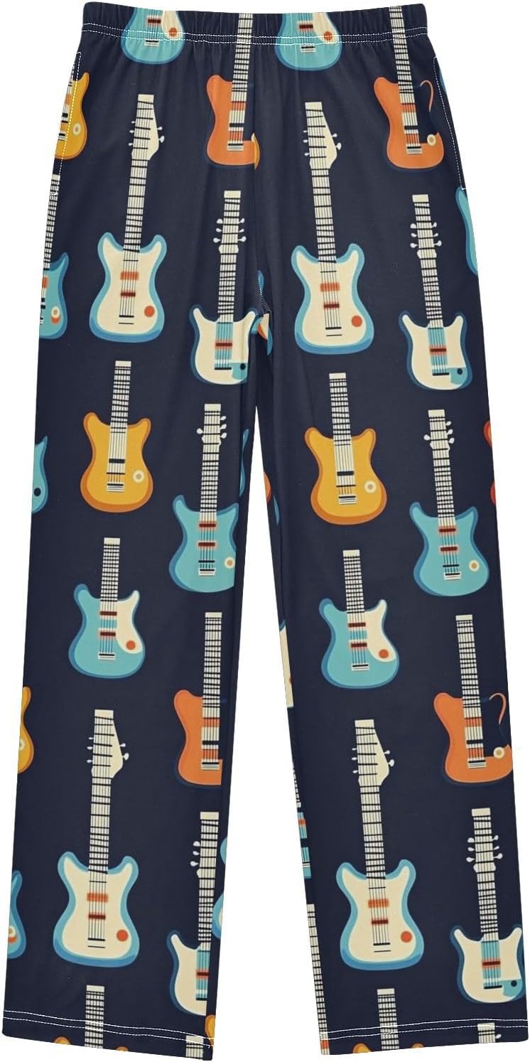 Pajama Pants Retro Electric Guitars Pajama Jogger Sleep Pants Lounge Bottoms S