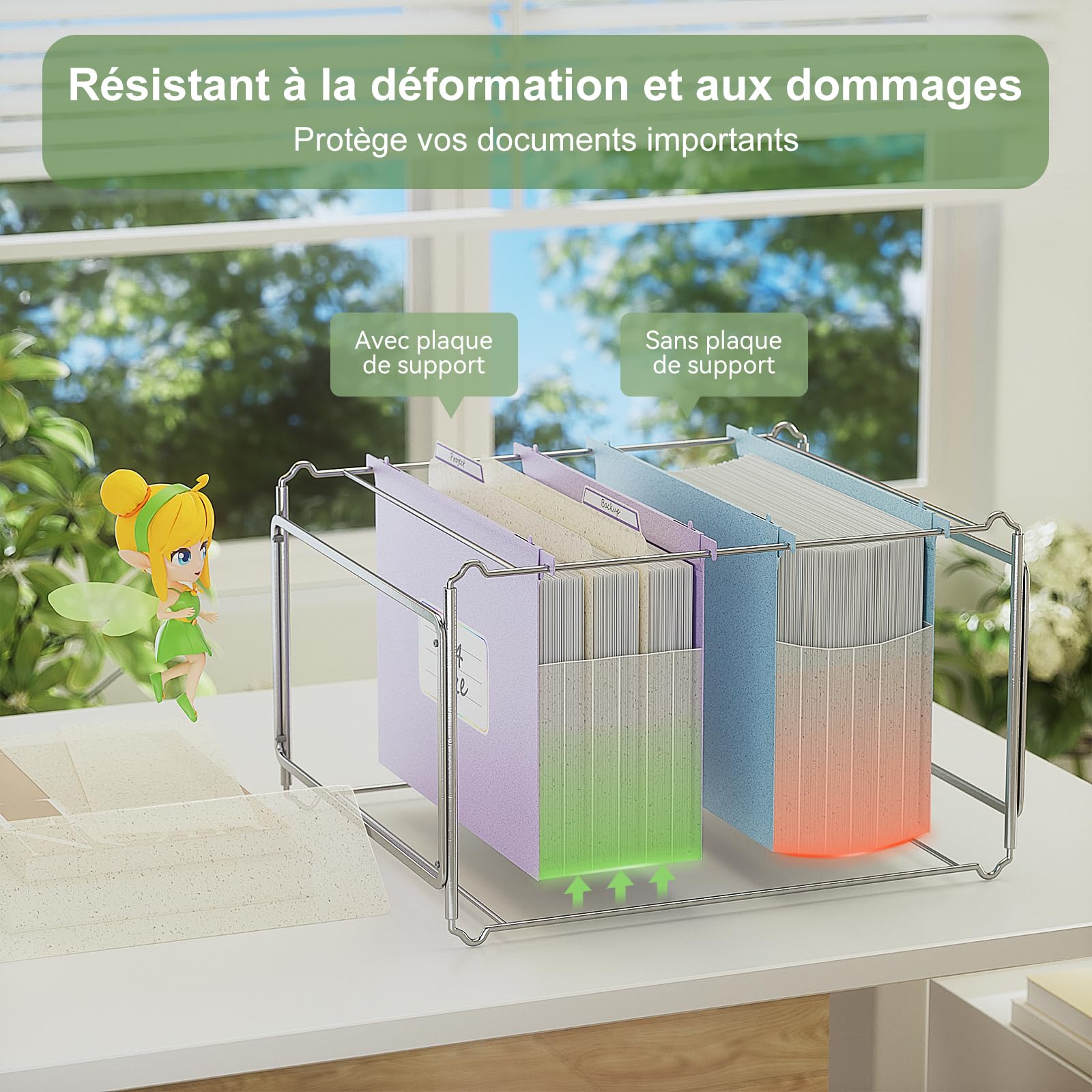 EcoStach Dossiers Suspendus A4, en paille de blé, organiseur de dossiers suspendus avec onglets et inserts pour bureau, maison et école (lot de 3, Violet, Bleu, Rose)