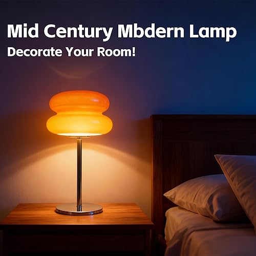 Miniatura 3 de Lámpara de hongo para dormitorio, lámpara medieval moderna de mesita de noche, luz retro regulable, decoración única de hongos para el hogar