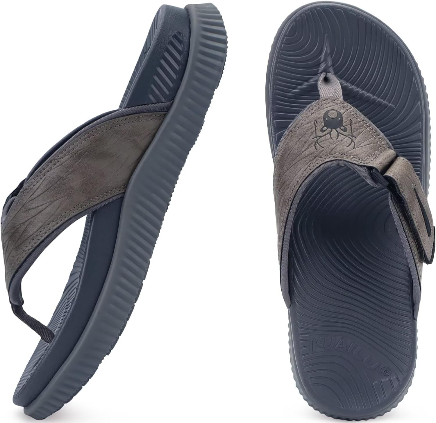 KuaiLu Men's Orthotic Cushion Flip Flops Mens Athletic Recovery Foam Walking Sandals Lightweight Summer Beach Flip-Flop Slides Shoes for Man, Soft Comfort Fit & Arch Support - Image 7