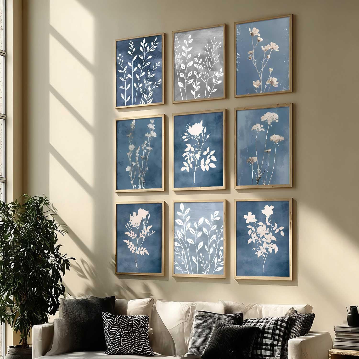 Boho Floral Wall Art - Aesthetic Paintings with Frame -5 Boho Floral Wall Art - Aesthetic Paintings with Frame -5