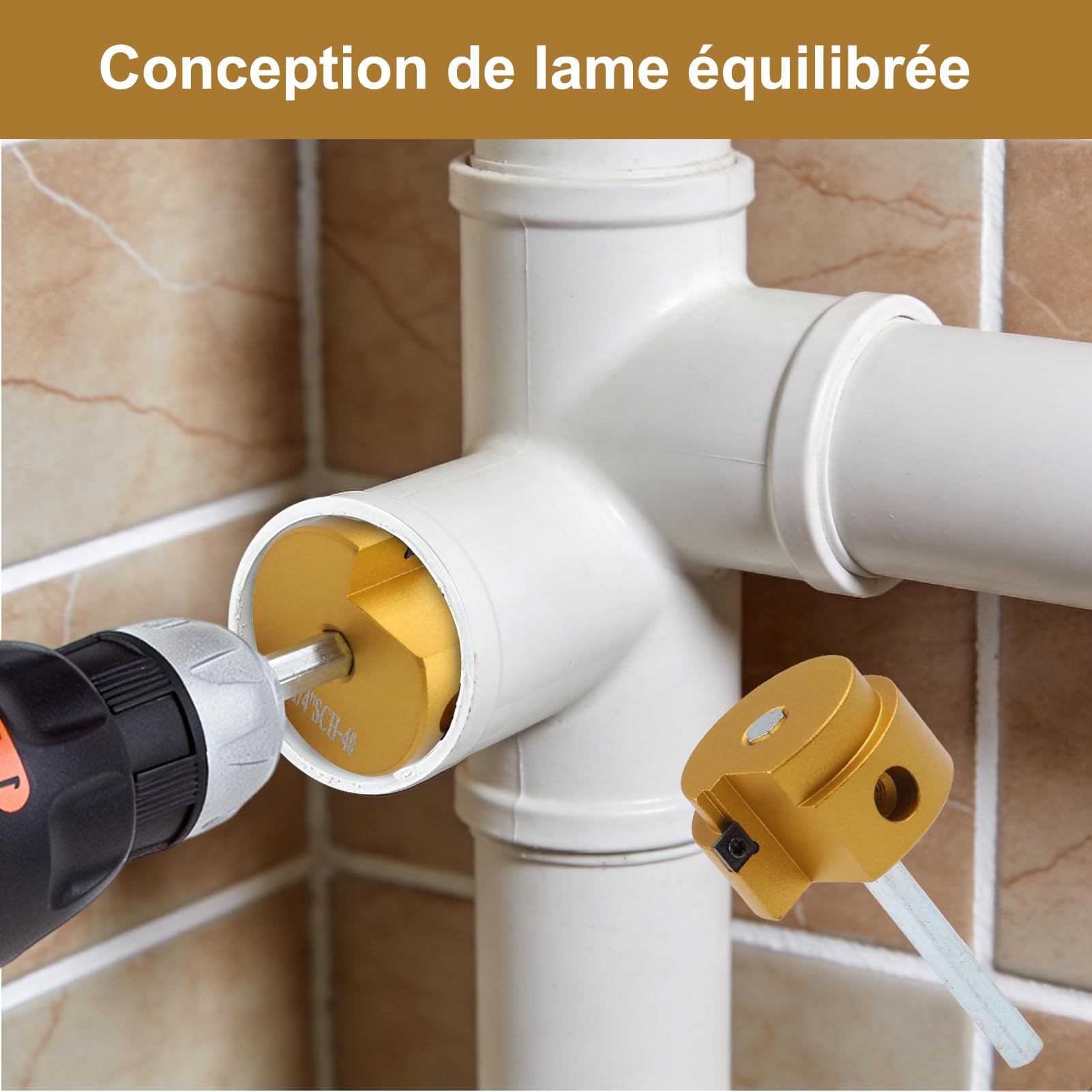 Kits d'alésoir de tuyau en PVC à lame équilibrée, économiseur de raccord en PVC, alésoir rapide et facile pour plomberie (1-1/2")