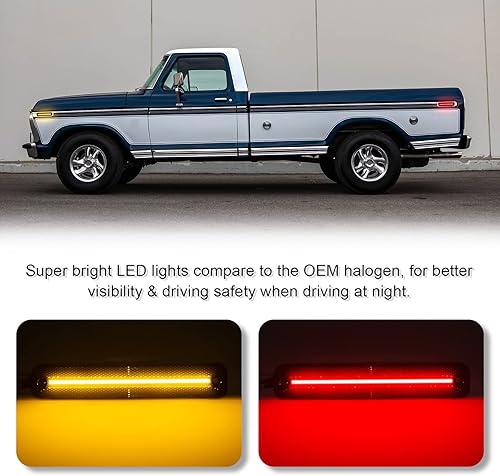 Miniatura 9 de Conjunto de luz LED de posición lateral delantera y trasera compatible con camiones F0rd F Series 1973-1979Bronco 1978-1979Econoline 1975-1991