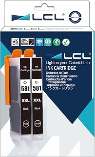 LCL Compatible Ink Cartridge CLI-581 CLI-581XL CLI-581XXL 1998C001 12.5 ml (2 Black) Replacement for Canon Pixma TR7550 TR8550 TS6150 TS6151 TS6250 TS8150 TS8151 TS8152 TS9150
