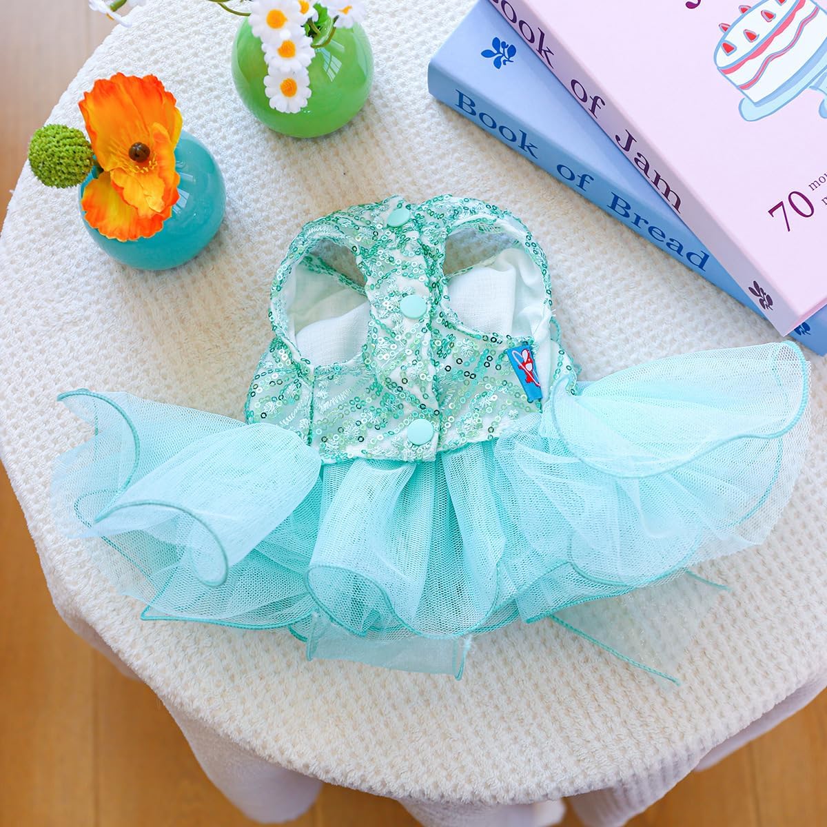 Furbabycare® Elegant Sweet Puppy Dog Blingbling Princess Skirt Pet Dog Lace Cake Camisole Tutu Dress A-Green X-Large image 4