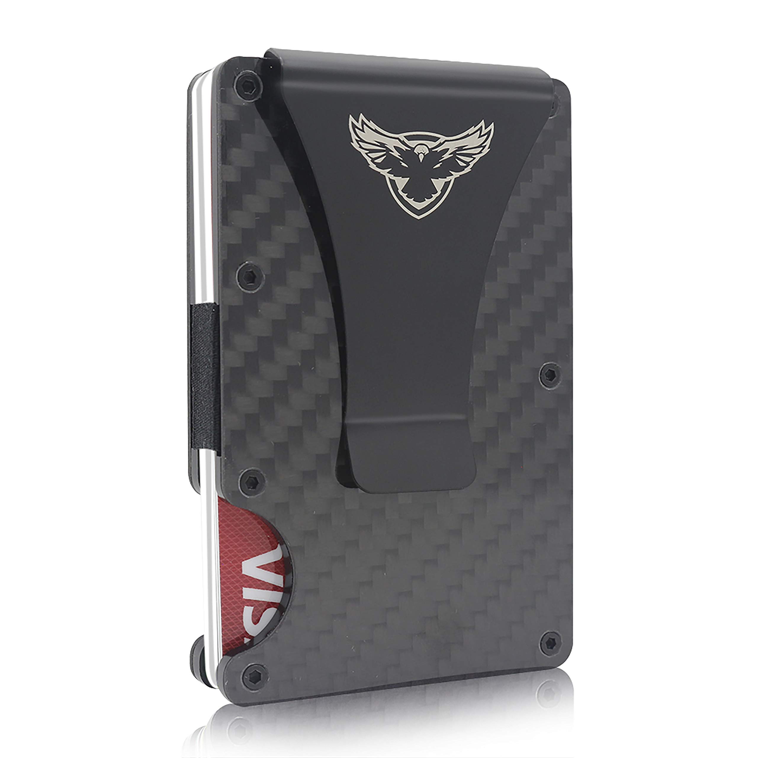R.EAGLECarbon Fiber Wallet with Money Clip - RFID Blocking Front Pocket Wallet - Slim Credit Card Holder - Premium Minimalist Wallets for Men