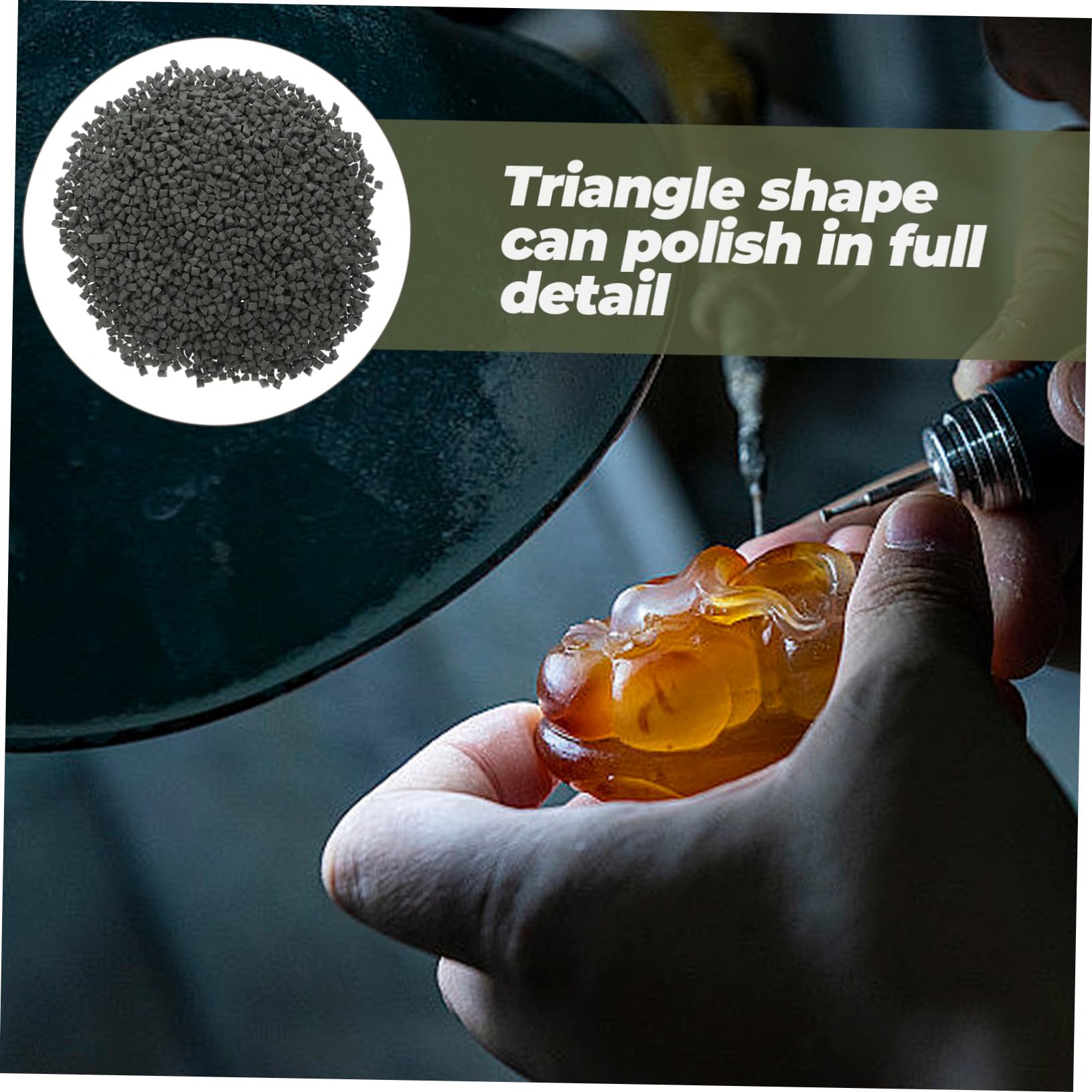 Cabilock Abrasif Facile en Carbure de Silicium 500g Triangulaire Média pour Polisseuses à Pierres, pour Applications Commerciales et Usage Domestique