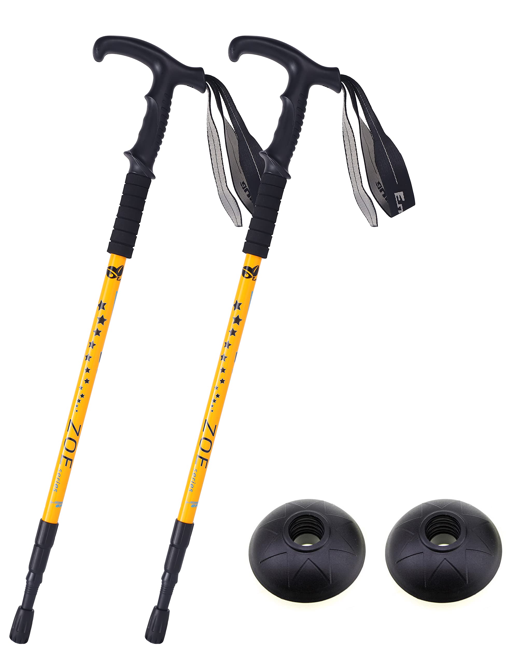 Enshine 65CM to 135CM Antishock With Handle Trekking Walking Hiking Stick Pole (Yellow)