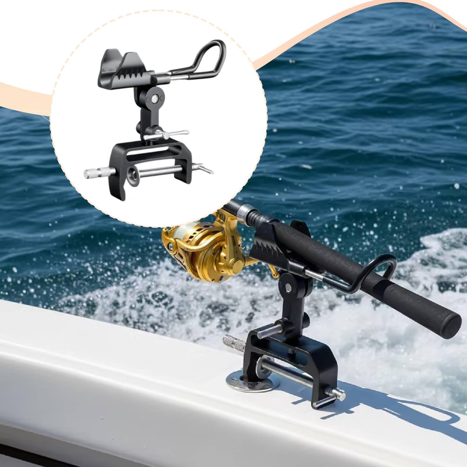 rockible 2 Pièces Dispositif de Support Canne à Pêche Bateau Aluminium Alliage Clamp Rotatif Réglable Installation Rapide Adapté pour Pêche en Plein Air