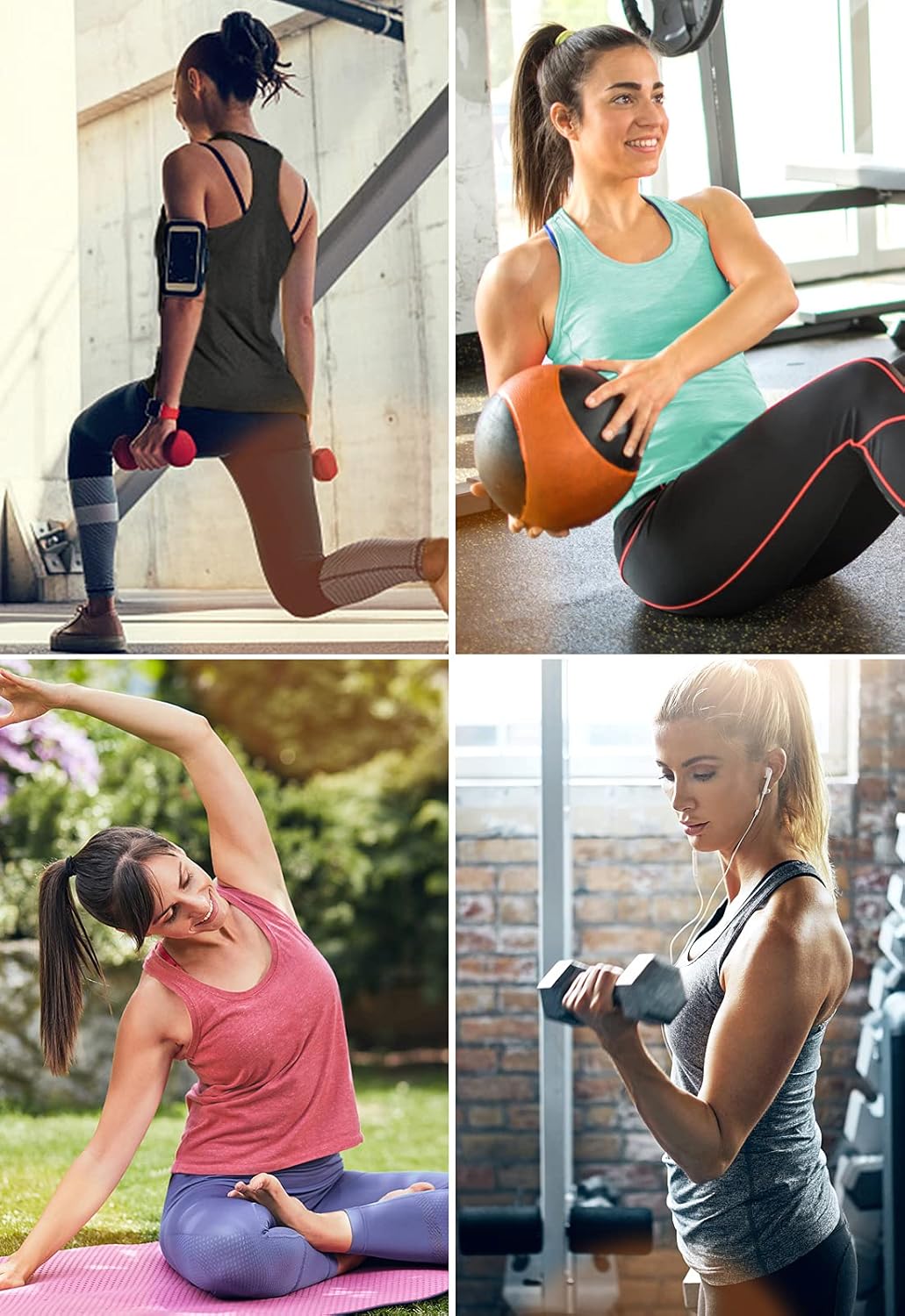 Air Curvey Workout Tank Tops for Women Yoga Racerback Tanks Athletic Quick Dry Activewear 4 Pack - Image 4