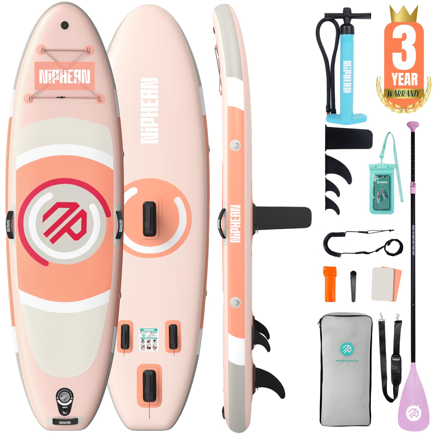 Niphean 10' Inflatable Paddle Board, Ultra-Light SUP for Beginners
