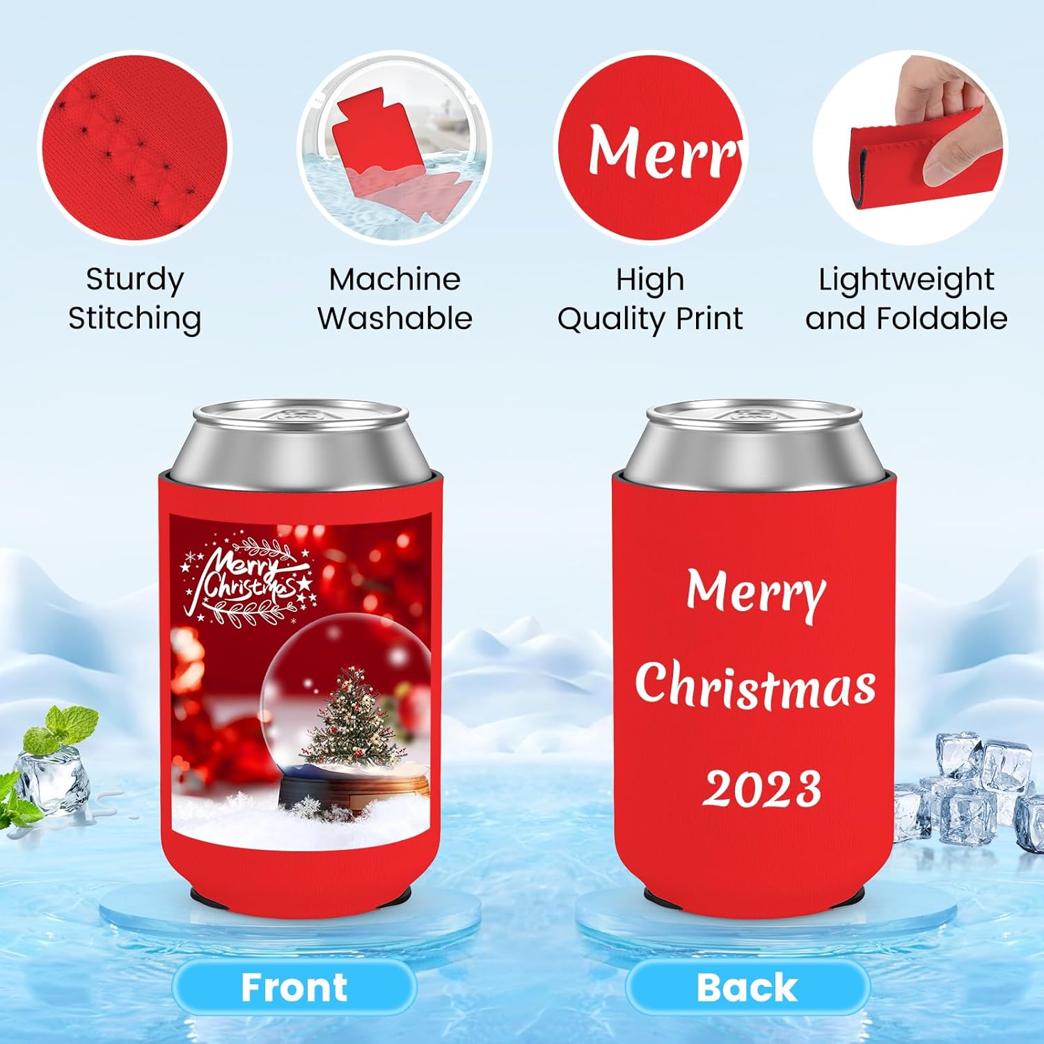 Custom Can Cooler Sleeve 50 Pack Bulk Personalized Collapsible Insulated Neoprene Drink Holder for Wedding Reunions Birthdays Parties Holiday Decorations - Image 3