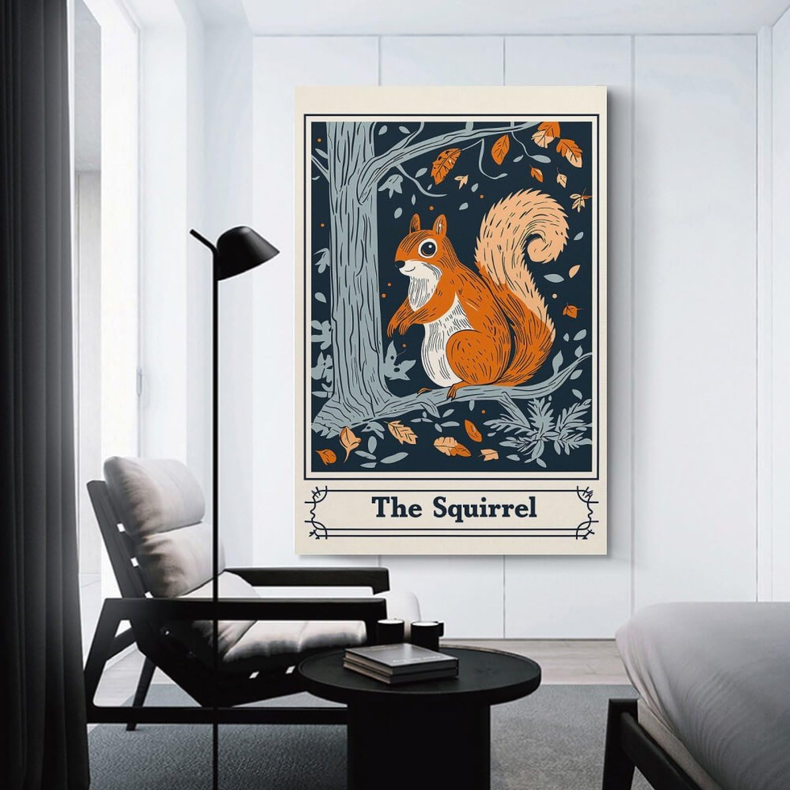 Junmoney Canvas Wall Picture Squirrel Illustration, 20x30inch(50x75cm), for Hallway, Bedroom Or Modern Interiors, Home Decor Gift with Stylish Appeal