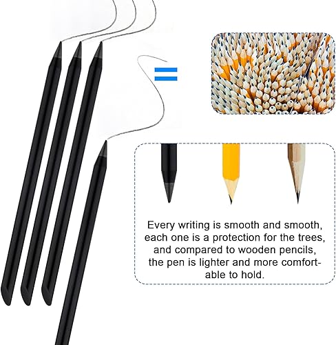 Miniatura 4 de NQEUEPN 4 lápices de metal sin tinta, reutilizables, eternos, infinitos, ilimitados, con 4 puntas reemplazables para escribir, pintura, hogar,