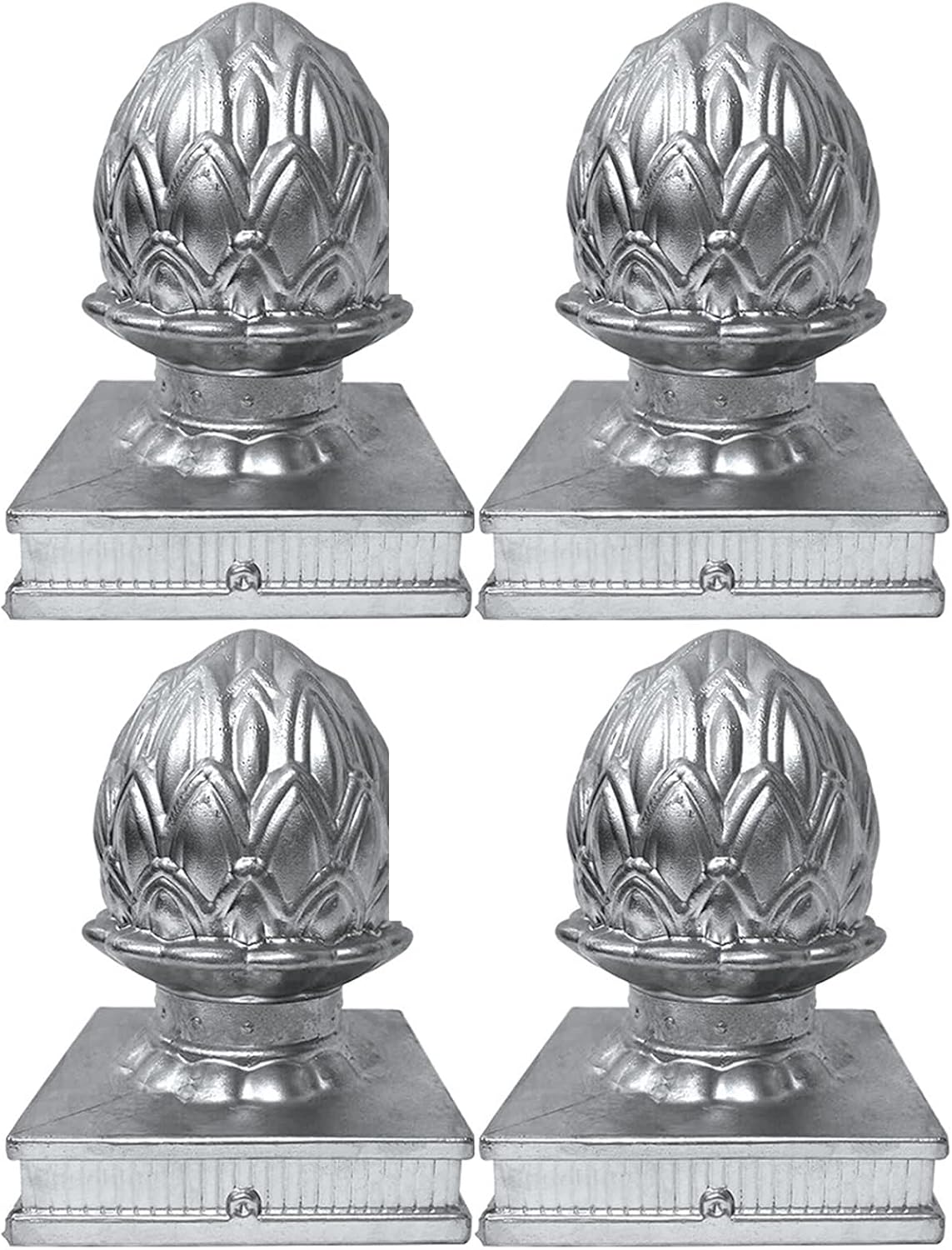 Post Cap Metal Fence Posts Fence Post Cap, Aluminum Piling Caps, Lotus Surface Fence Top Protection for Wood Fences, Newel Posts, Deck Posts, and More, 4" X 4", 4 Pieces