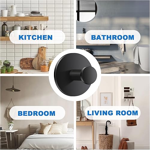 Miniatura 8 de Ganchos para toallas de pared para colgar ganchos autoadhesivos de acero inoxidable, ganchos para dormitorio, cocina, baño, paquete de 2 (color