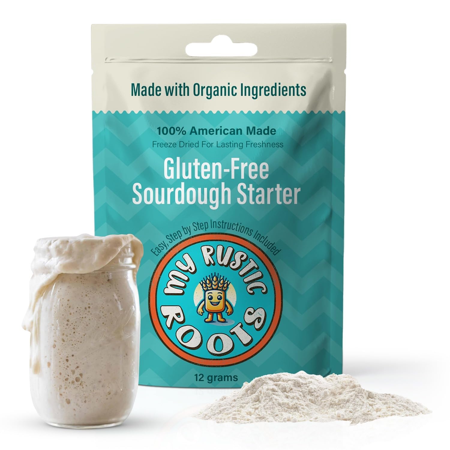 MY RUSTIC ROOTS Gluten Free Sourdough Starter Culture – All Natural & Organic Sourdough Bread Starter - Beginner Friendly - Perfect for Baking