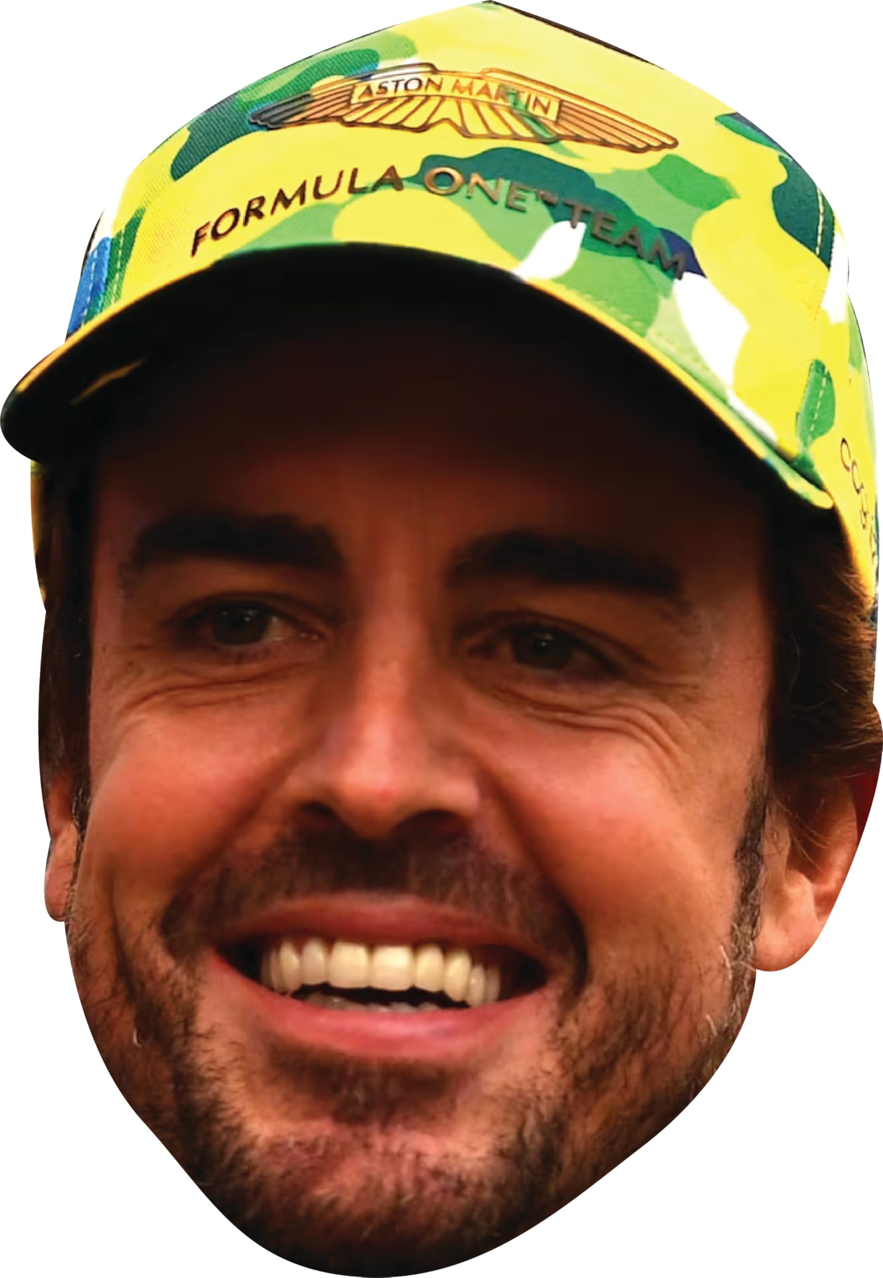 Fernando Alonso Cap 2 Face Mask – F1 Motorsport Celebrity Face Mask – Formula 1 Racing Driver Funny Mask for Stag Do, Hen Night, Fancy Dress & Costume Parties – Adult Mask for Racing Fans