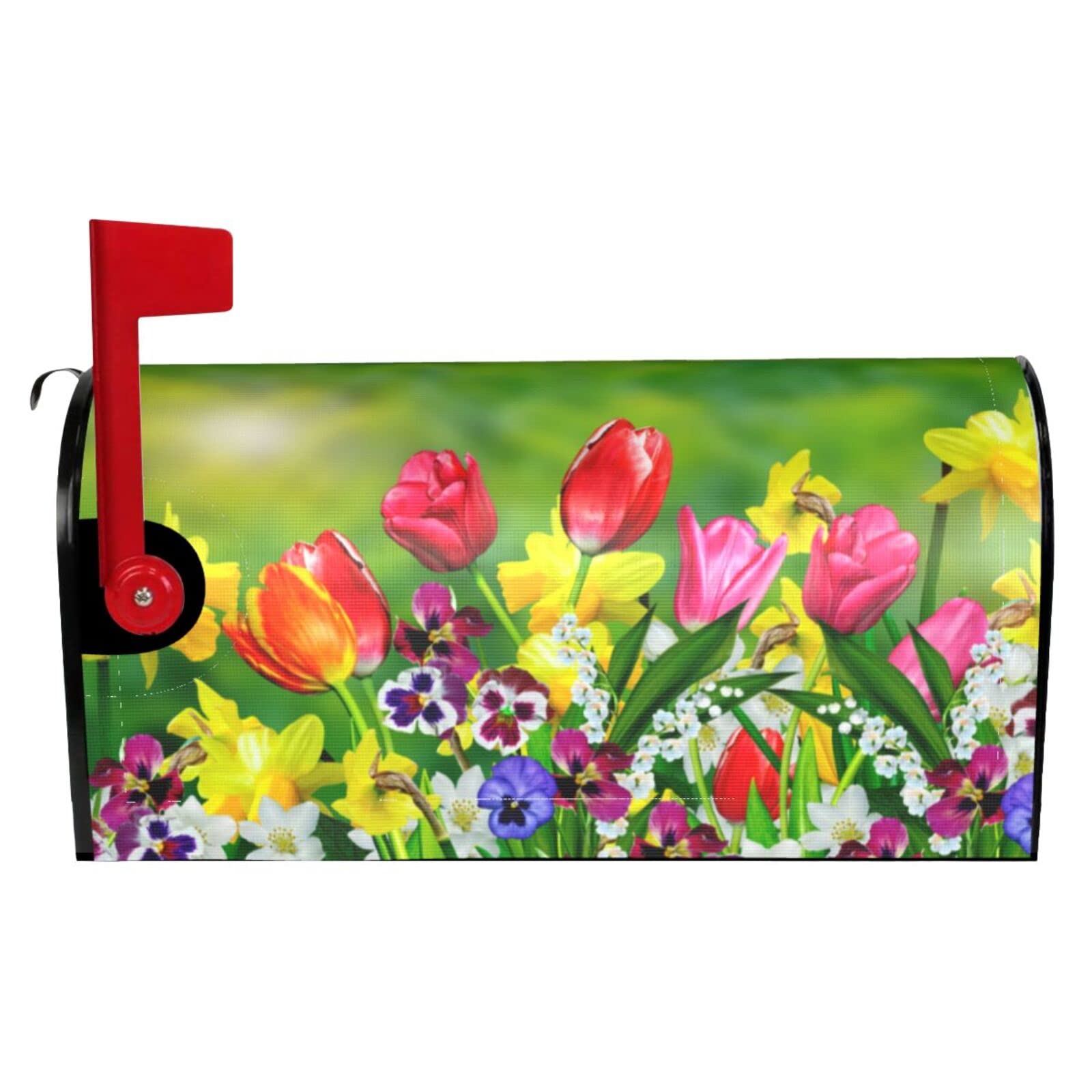Daffodils and Tulip Flower Mailbox Covers Magnetic Standard Size 18" X 21" Spring Summer Mailbox Cover Decorations Wrap