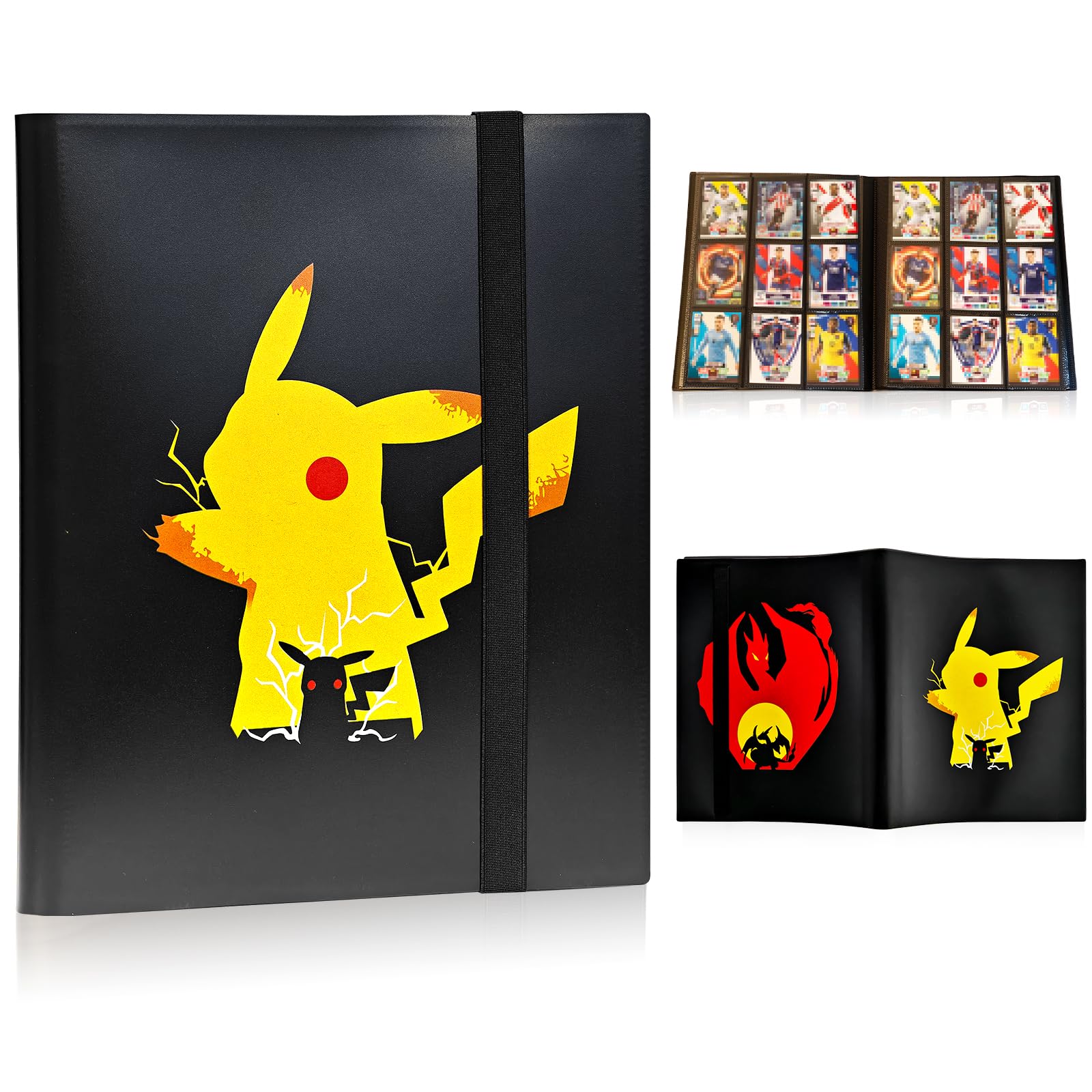 COQOYO Sammelkarten Album für 360 Karten, Groß Sammelalbum Sammelmappe Sammelheft Sammelbuch mit 9 Seitenladen Taschen und Elastischer Gurt, Wasserdichte Cartoon Anime Karten Heft Ordner Buch Mappe