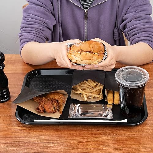 Miniatura 6 de Restaurantware Bandejas de comida rápida de 12 x 16 pulgadas, 10 bandejas rectangulares de plástico para servir  Bandejas de plástico negro