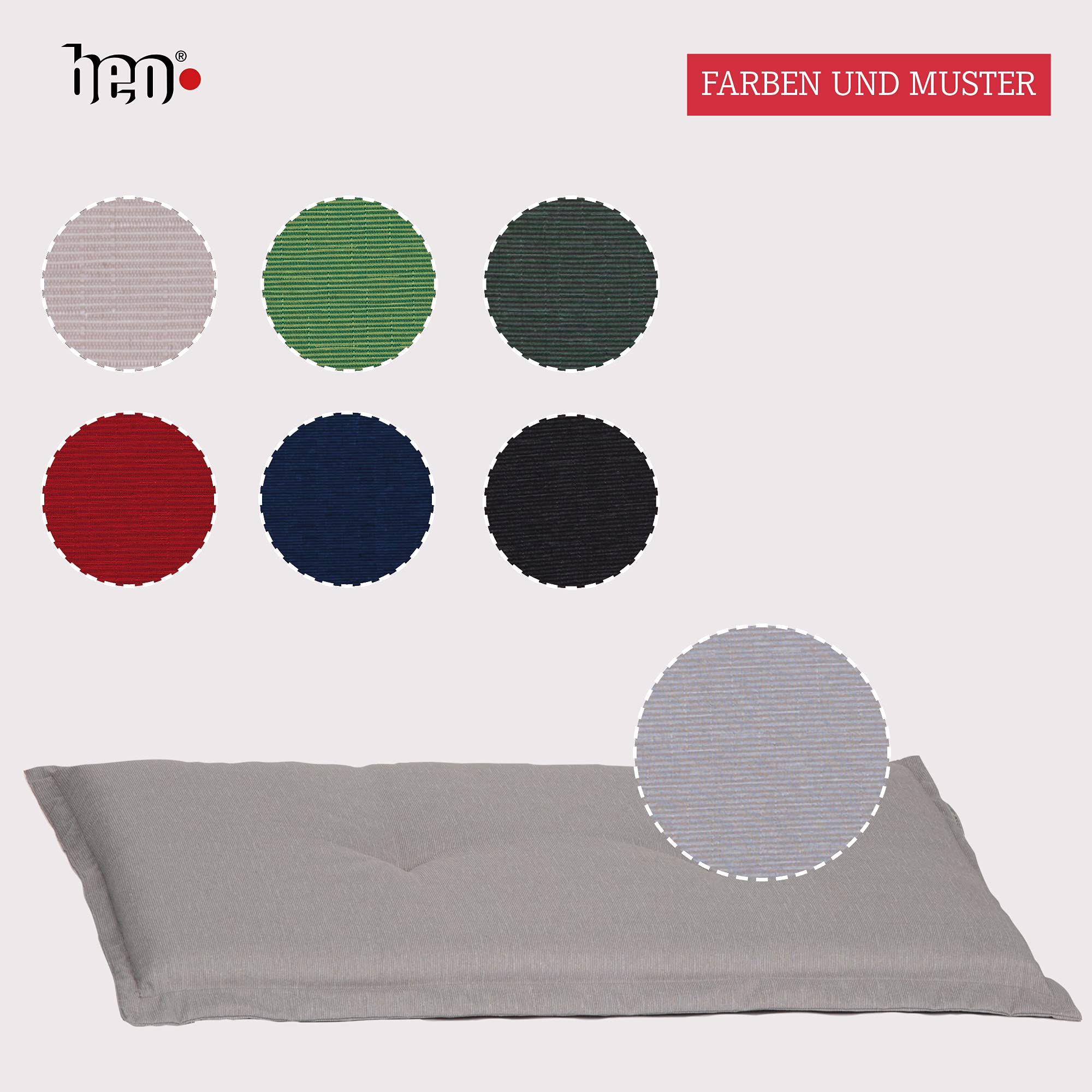 Beo Bankauflage Waschbar Ascot | Premium-Qualität Made in EU | Atmungsaktive Gartenbank Auflage nach Öko-Tex Standard | UV-beständige Sitzauflage Bank | Auflage Bank in Hell-Grau