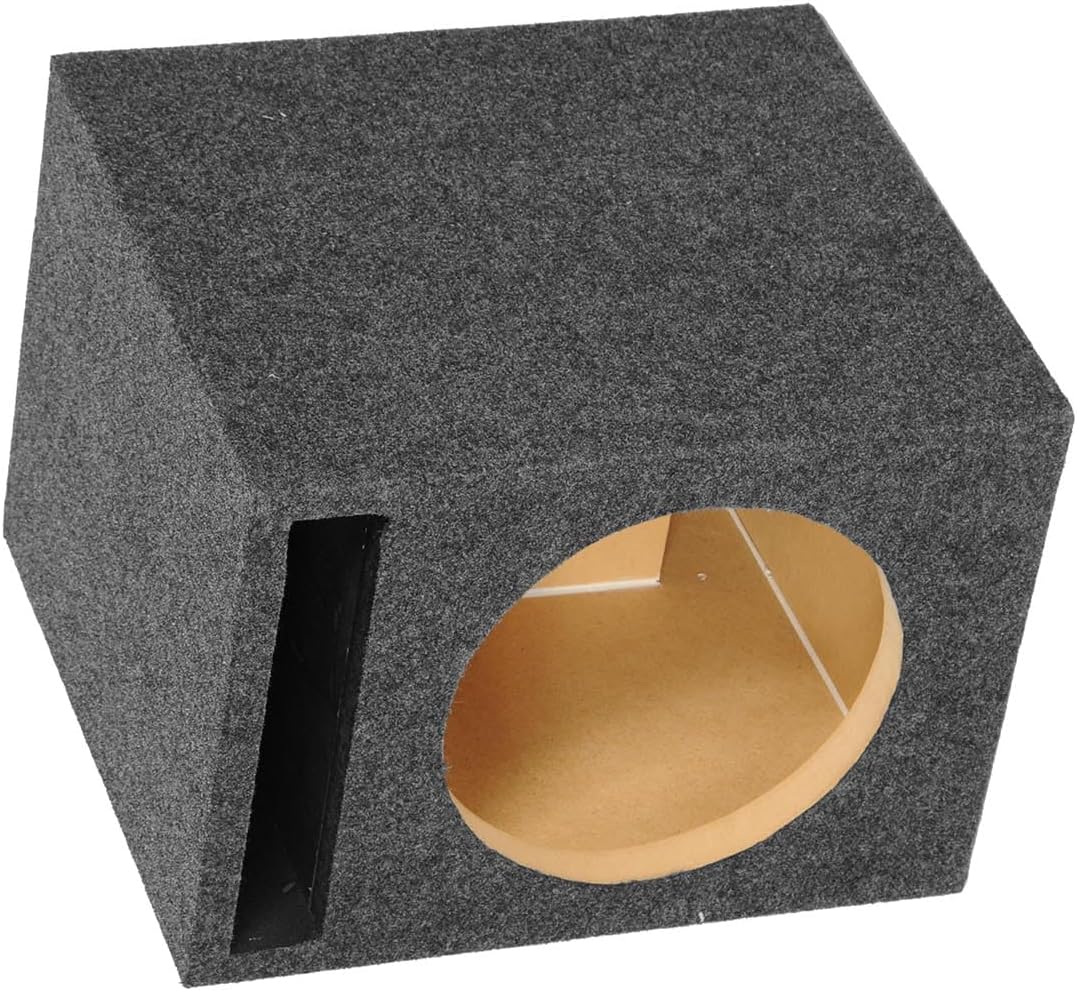 Q Power 10" Single Subwoofer Box, Vented Speaker Enclosure | Portable Equipment for 10" Subwoofer, Car Audio Sound System Accessory