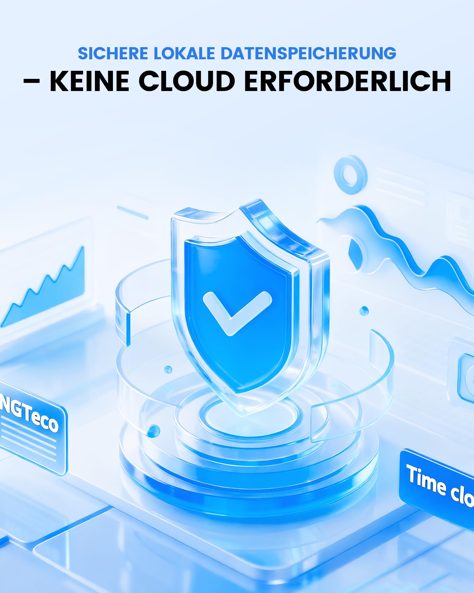 NGTeco Zeiterfassungsgerät für Mitarbeiter (Fingerabdruck + PIN), Standalone Stechuhr, Kein WiFi/Software/Monatliche Kosten, Deutsch